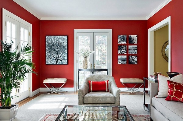 exclusive red wall color white floor ceiling