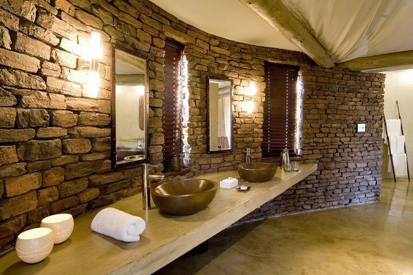 fantastic stone bathroom ideas oval sink wall sconces wall mirrors