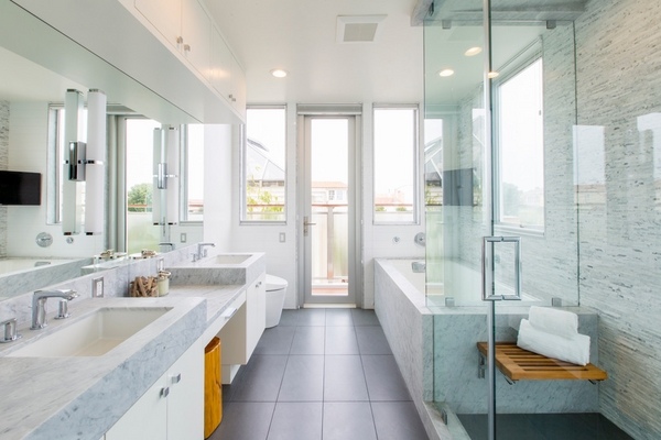 folding-teak bench modern bathroom walk in shower double vanity