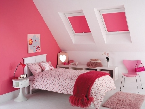 girl bedroom pink white interior design pink skylight blinds