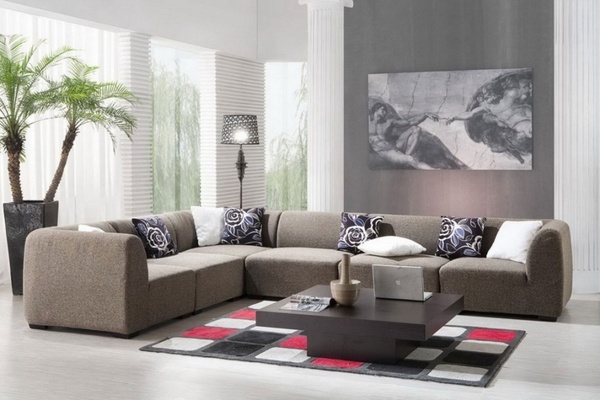 accent wall room ideas sectional sofa low coffee table