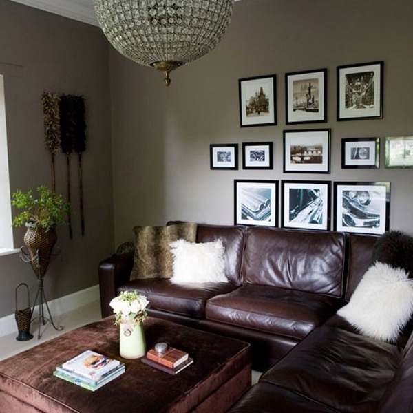 and brown living room small ideas walls brown leather sofa
