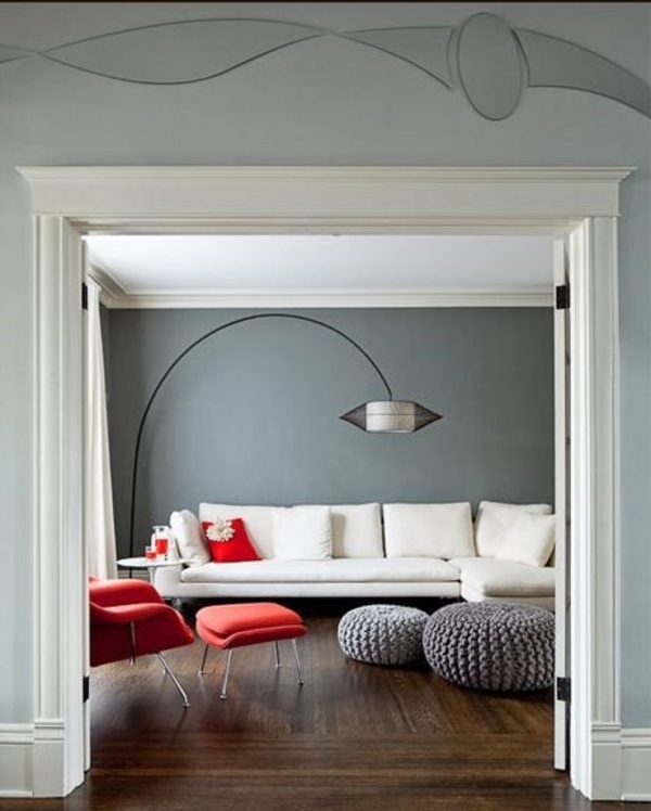 ideas modern white sofa red armchair wood floor