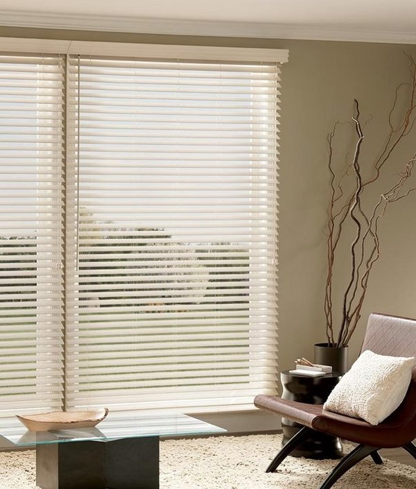 horizontal blinds faux wood contemporary living room design ideas 