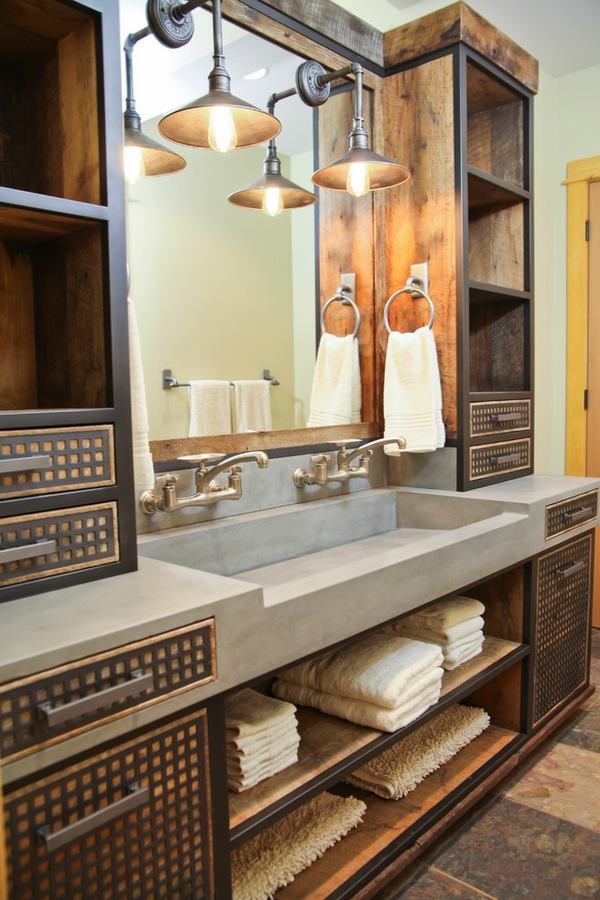 industrial-style-bathroom-ideas-concrete-sink-vanity-unit-wall-sconces