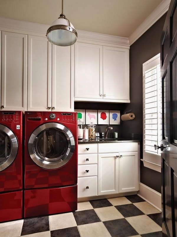 laundry-room-decor-black-and-white-color-decor-red-washer-dryer