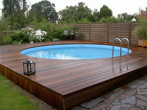 modern decks wooden deck round pool
