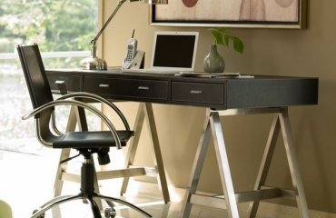 modern-black-sawhorse-desk-design-ideas-with-drawers-metal-support-black-leather-office-chair