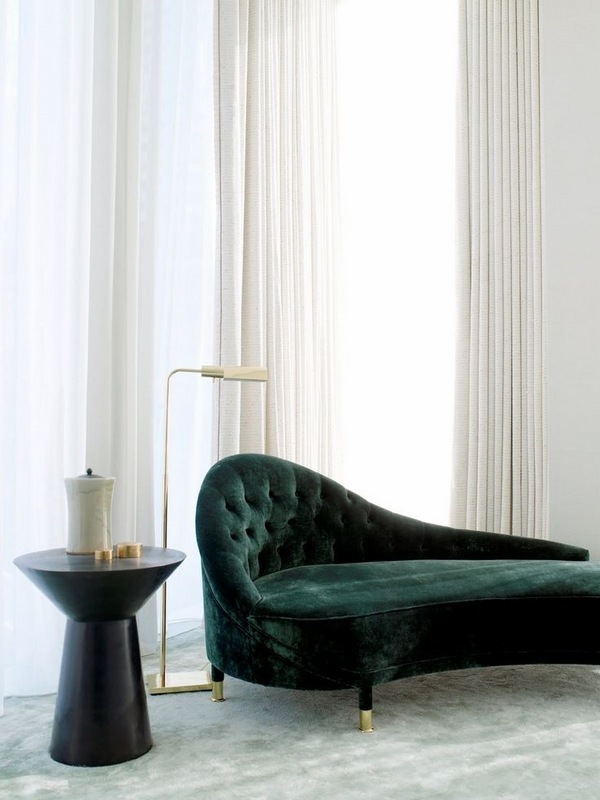 modern-fainting-couch-design ideas dark green sofa tufted back