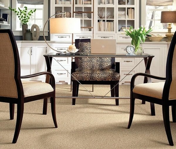modern home office design ideas neutral colors animal print upholstery