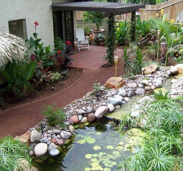 modern landscape granite rocks garden water feature