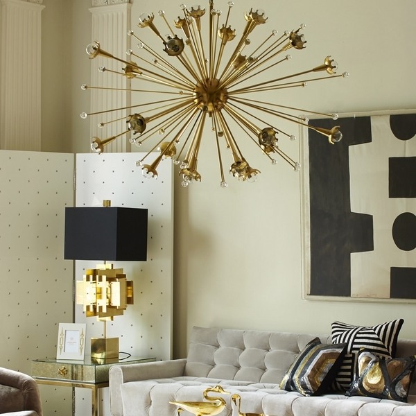 modern sputnik chandelier brass living room decor ideas