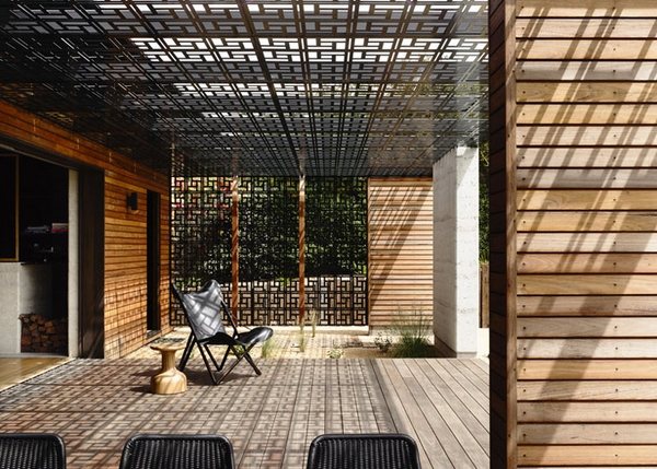 patio deck geometric screens wood screens sun protection
