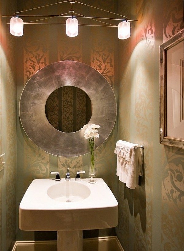guest bathroom decor creative design ideas pedestal sink modern lighting