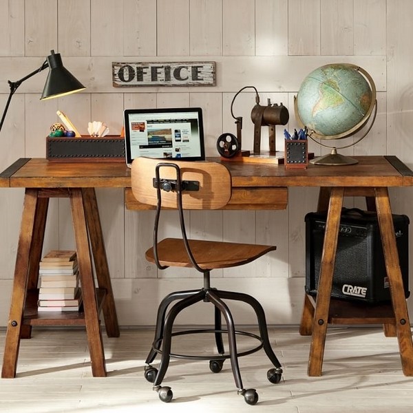sawhorse desk design ideas industrial style office design home office 