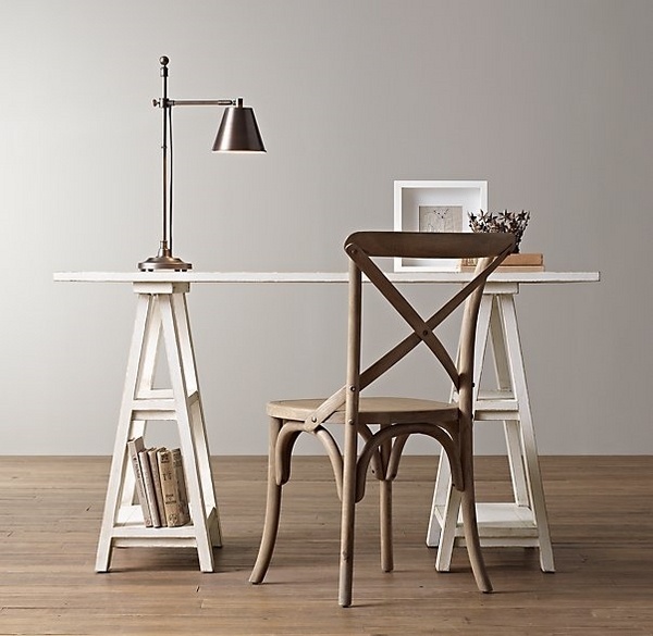 small sawhorse desk with storage space ideas home office 