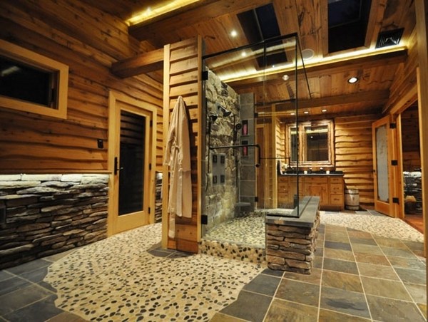  bathroom wood stone pebble stone floor tiles