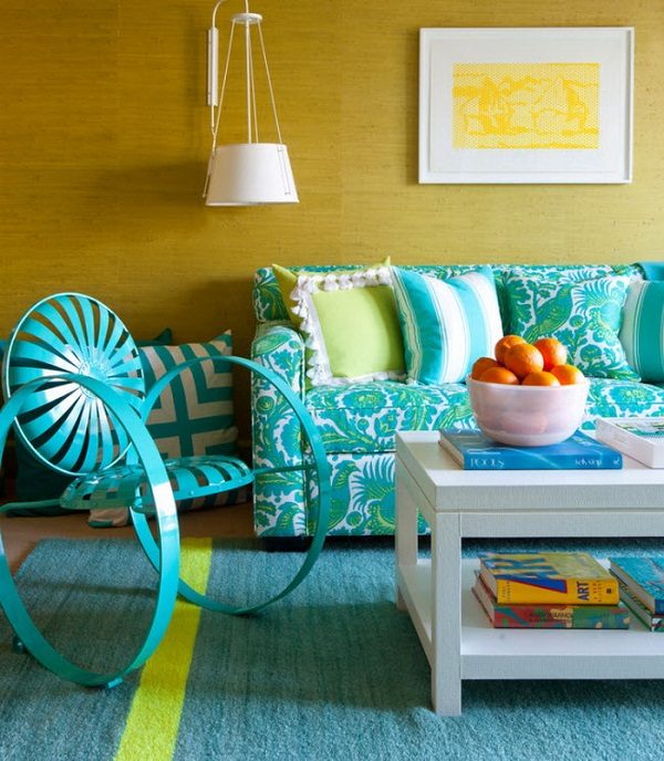 Teal Living Room Design Ideas Trendy Interiors In A Bold Color - Yellow And Teal Decorating Ideas