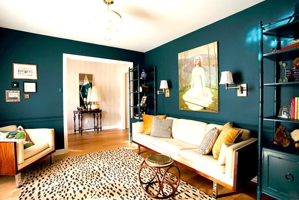 teal green carpet living room