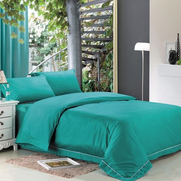 turquoise-bedding-set-teen-bedroom-ideas-white-nightstand 
