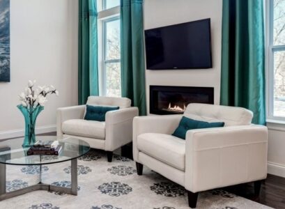 turquoise-living-room-curtains-round-glass-top-coffee-table-white-living-room-furniture-armchairs