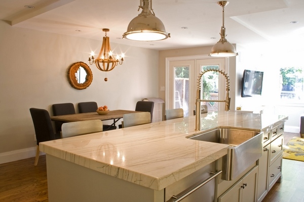 apron sink quartzite countertops kitchen dining