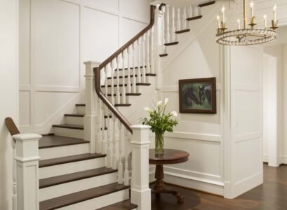 wooden-interior-staircase-newel-post-ideas-white-staircase-house-entry