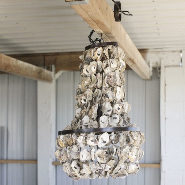 Creative lamp design DIY shell chandelier ideas beach house lighting ideas