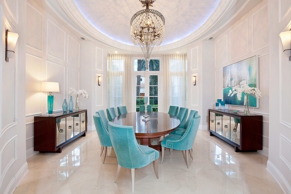 Mirrored-sideboards-ideas-formal-dining-room-design-oval-table-polished-floor