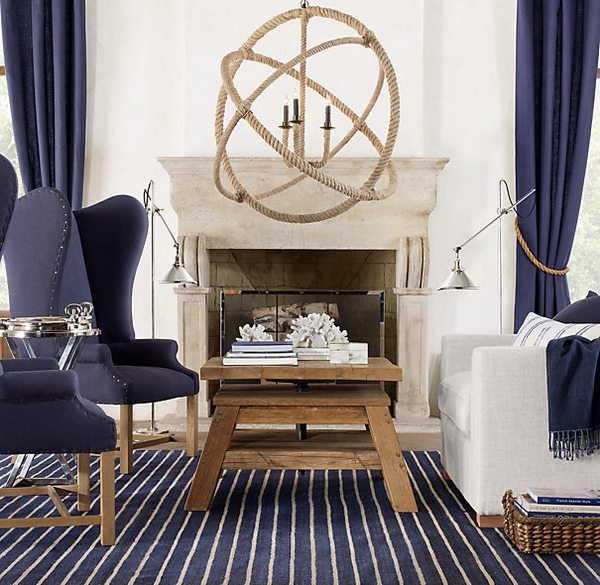 Rope chandelier nautical light fixtures ideas living room decorating ideas
