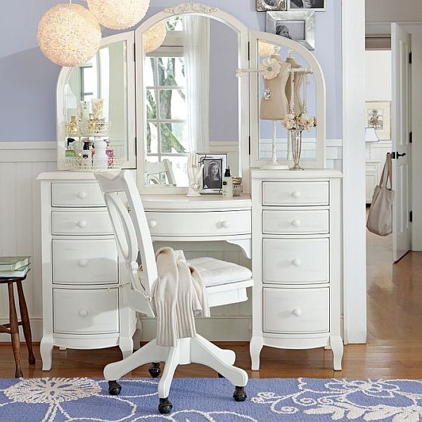 Vanity-table-tri-fold-mirror-teenage-girls-room-furniture-ideas-modern-bedroom