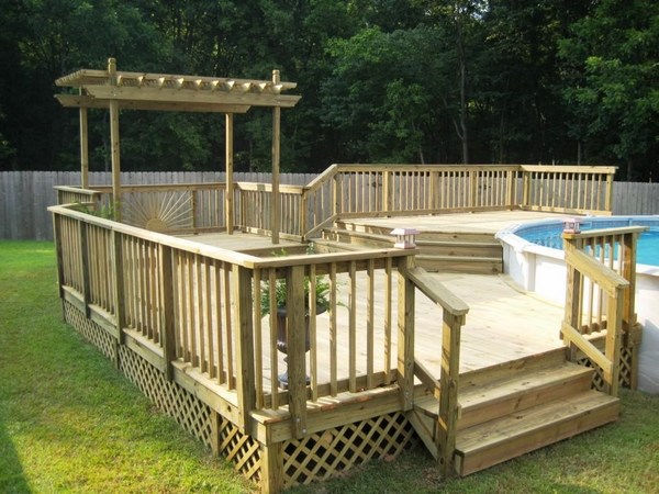 above ground pools with decks garden design ideas wooden deck 
