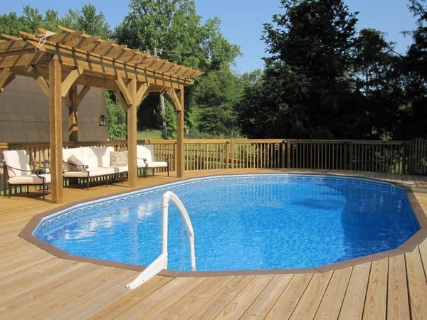 Cool Above Ground Pools With Decks, Above Ground Pool Deck Ideas Pergola