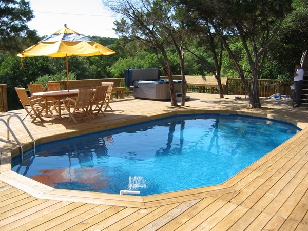 above ground pools with decks oval pool wooden deck 