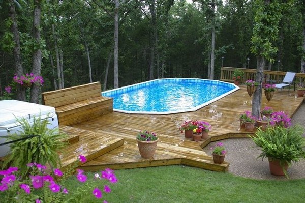 above ground pools with decks ideas wooden pool deck