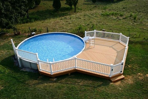 above ground pools with decks round pool deck ideas railings