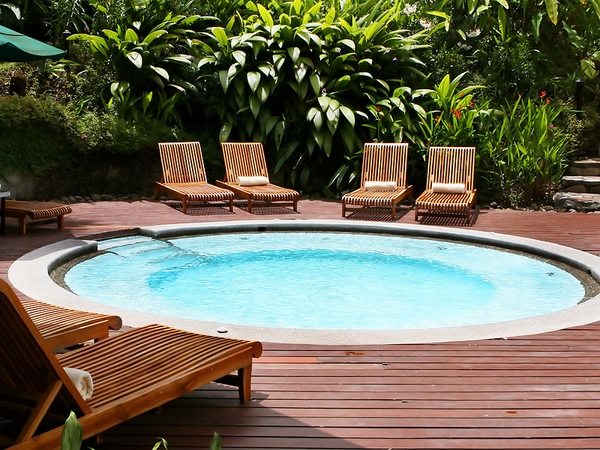 above ground pools with decks round pool wooden deck sunbeds