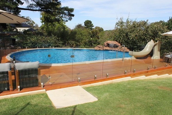 above ground pools with decks wooden deck glass banister garden pool