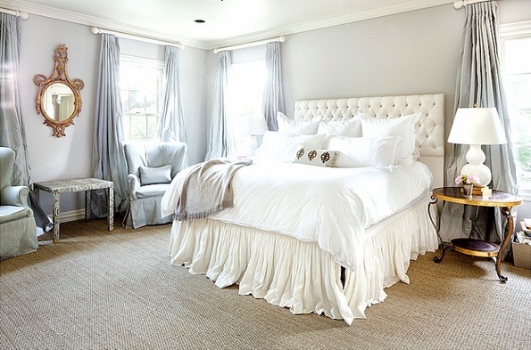 tufted headboard white bedding set ruffles ideas bedroom decor ideas