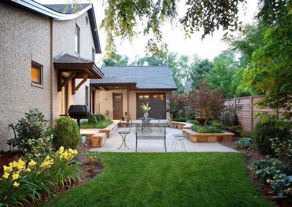 backyard landscaping ideas deck outdoor furniture plants