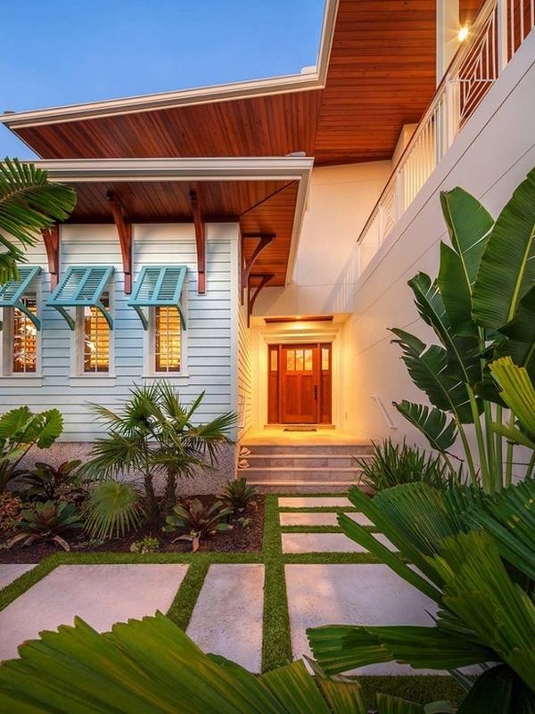 bahama shutters tropical exterior modern house landscape