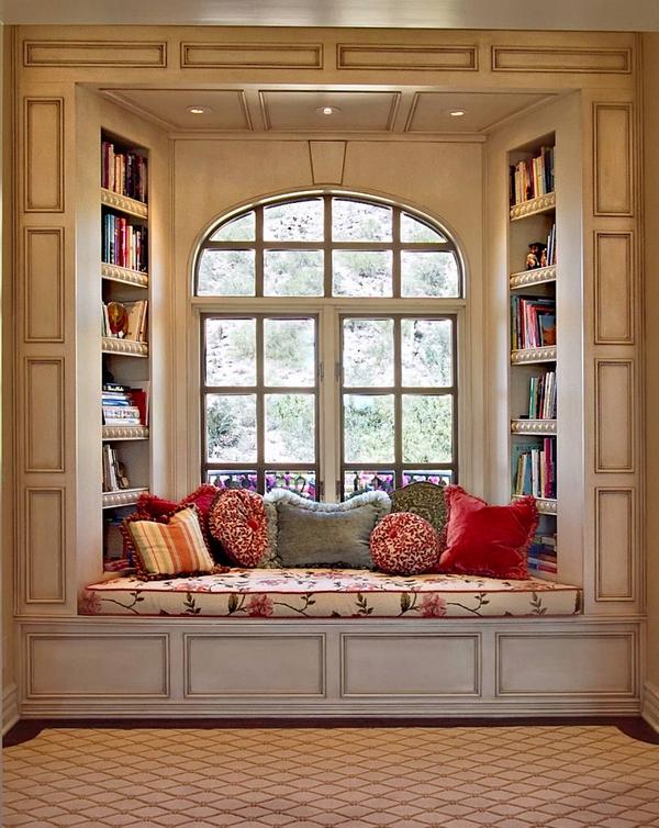 bay window decorating ideas window seat built in bookshelves 