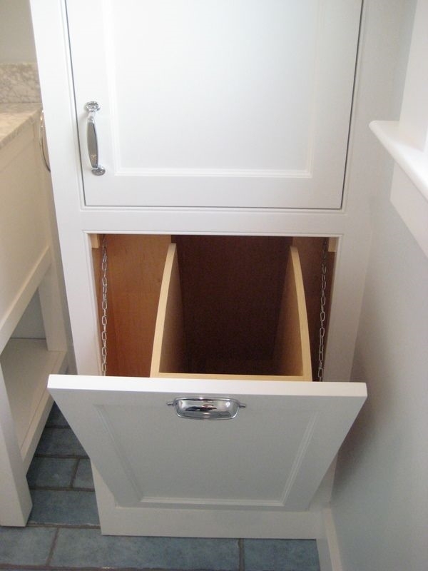 built in chute door bathroom cabinets