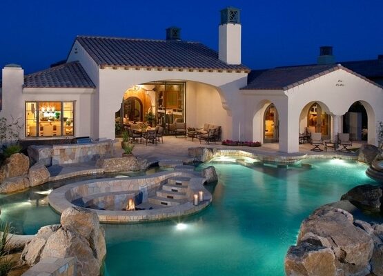 contemporary-backyard-landscaping-ideas-garden-pool-outdoor-lighting-decorative-rocks