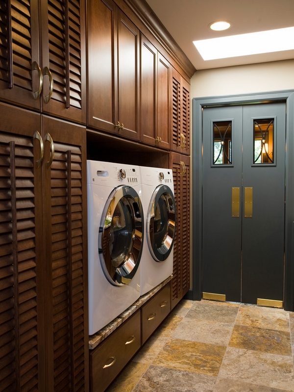 creative small laundry room built in washer dryer storage space ideas