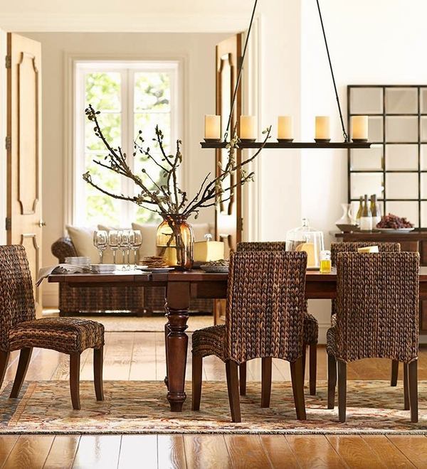 dining room seagrass rustic decor ideas candle chandelier