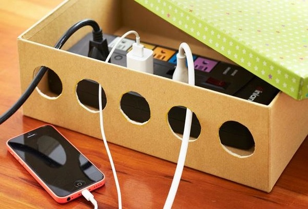 diy charging station ideas cardboard box 