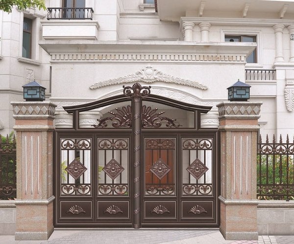 elegant-metal-garden-gates-ornate-wrought-iron-gates-house-exterior 