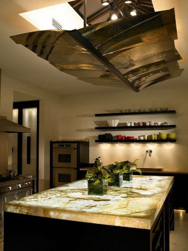 exclusive kitchen design onyx countertop kitchen island desing
