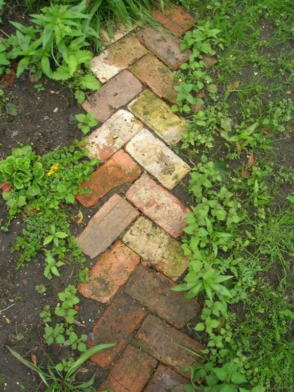 recycled bricks path